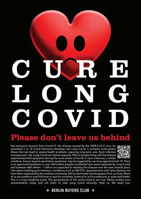 Poster: Cure Long Covid. Please don’t leave us behind