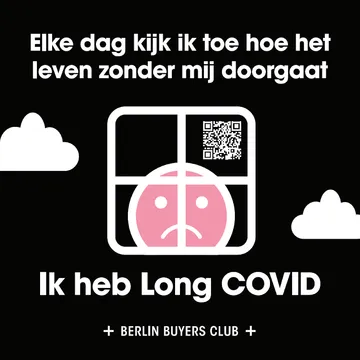 Dutch sticker: Elke dag kijk ik toe hoe het leven zonder mij doorgaat. Ik heb Long COVID